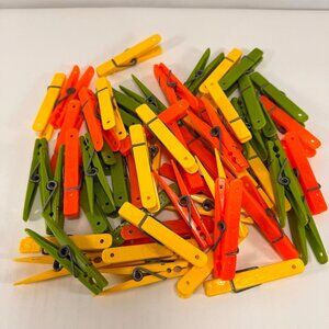 Vintage Lot 57 Penley Plastic Clothespins Orange Yellow Green